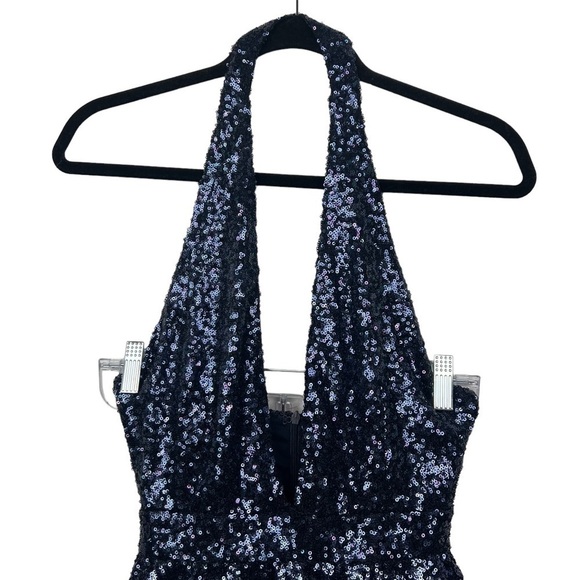 Missguided Blue Sequin Halter Mini Dress US 4 - Picture 4 of 12